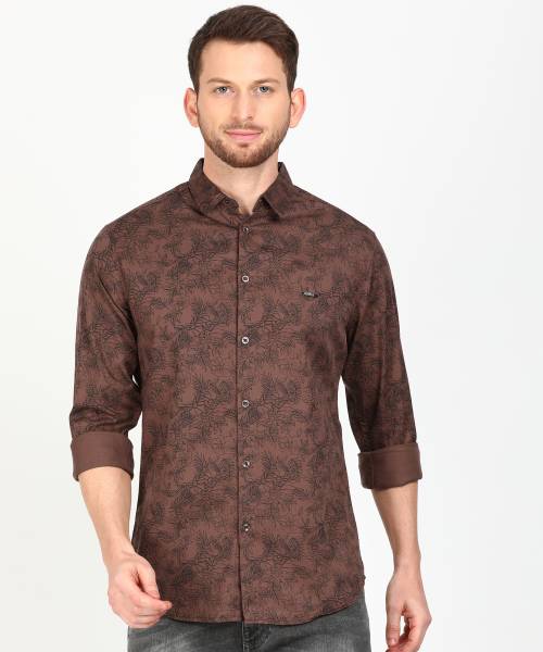 The Indian Garage Co. Men Floral Print Casual Brown Shirt