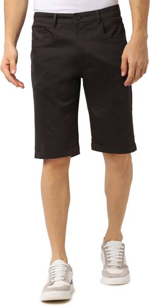 PETER ENGLAND Solid Men Black Regular Shorts