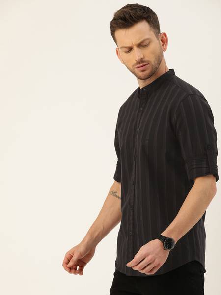 Moda Rapido Men Striped Casual Brown Shirt