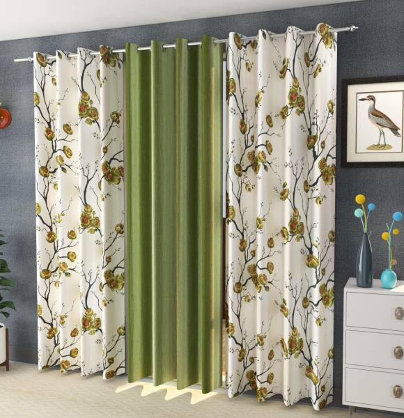 Radees Creations 153 cm (5 ft) Polyester Window Curtain (Pack Of 3)