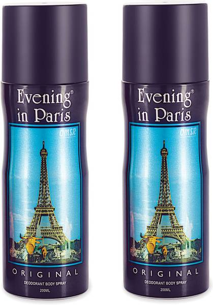 OMSR Evening In Paris Deodorant Body Spray 200 ml Pack of 2 Body Spray - For Men & Women