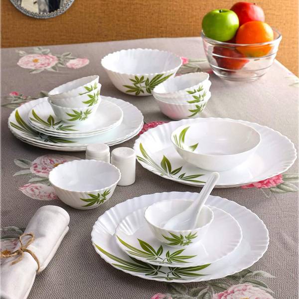WCSE Pack of 46 Opalware Laopala trinty green Design premium Dinner Set