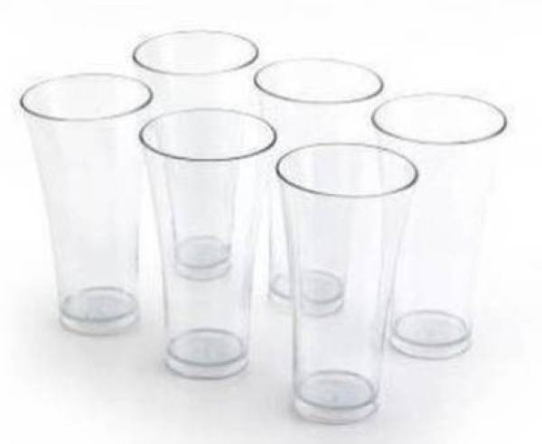 (Pack of 6) 6 Pcs. Unbreakable Transparent Water, Juice, Cold Drinks Glass Set 300 Ml High Grade Poly Carbonate Plastic Glasses Glass Set