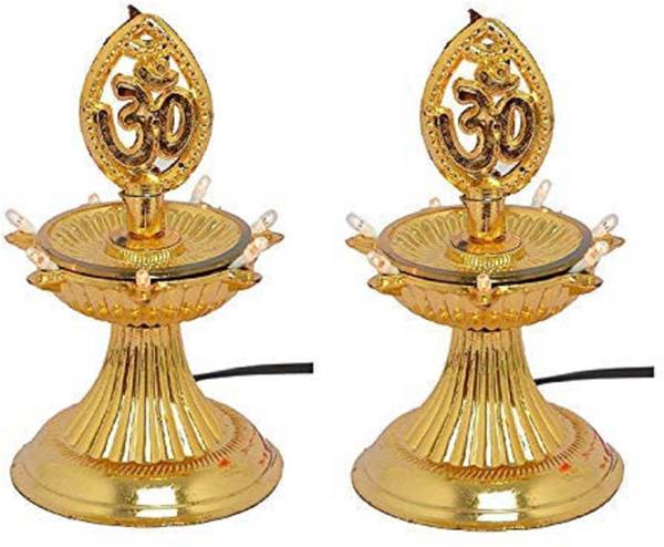 M2 LOOK Single Layer Electric Diya Deepak Light Lamp LED Light for Home Temple Decor-7 deep Table Lamp