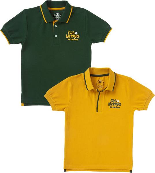Cub McPaws Boys Solid Cotton Blend Regular T Shirt