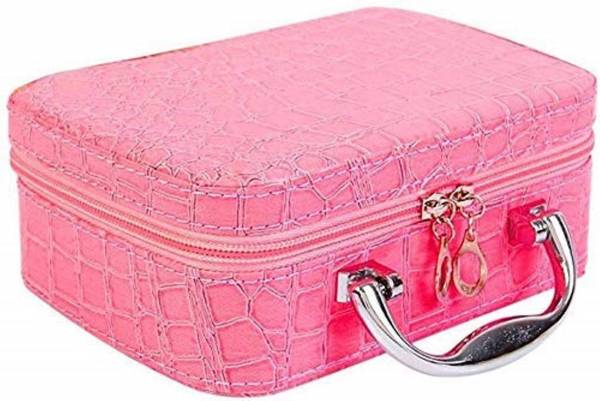 Kuvadiya Sales Cosmetic Makeup Bag with Small Mirror Adjustable Dividers for Cosmetics Makeup Brushes,Jewelry Cases Necklace Storage Box (Color may Va...