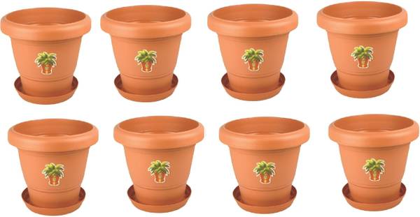 Flipkart SmartBuy Heavy Duty Plastic Garden Planters With Bottom Tray (Pack of 8 ) Plant Container Set Plant Container Set
