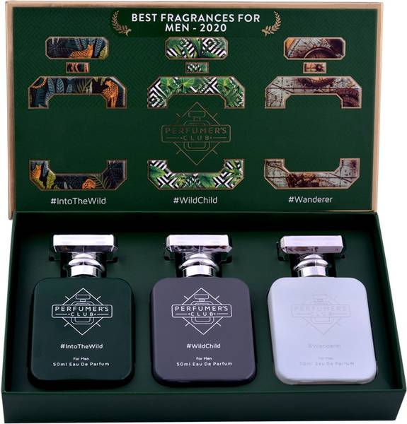 PERFUMERS CLUB "Best Fragrance for Men 2020" Gift Set of 3(Into The Wild + Wild Child + Wanderer) Upto 24 hrs lasting Eau de Parfum  -  150 ml  (For Men)