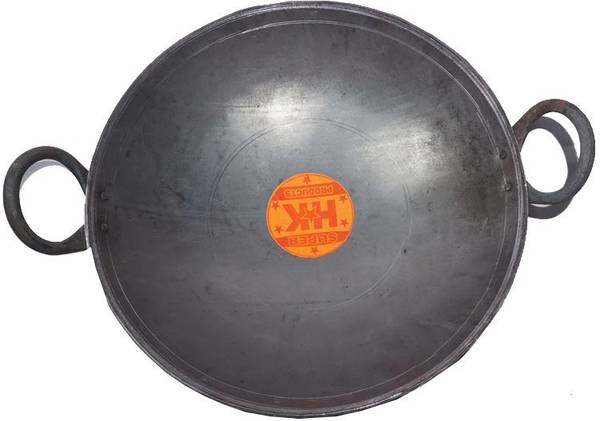 Iron/Loha/Lokhand Black Kadhai for Cooking with Handle Kadhai 25.51 cm diameter 1.75 L capacity