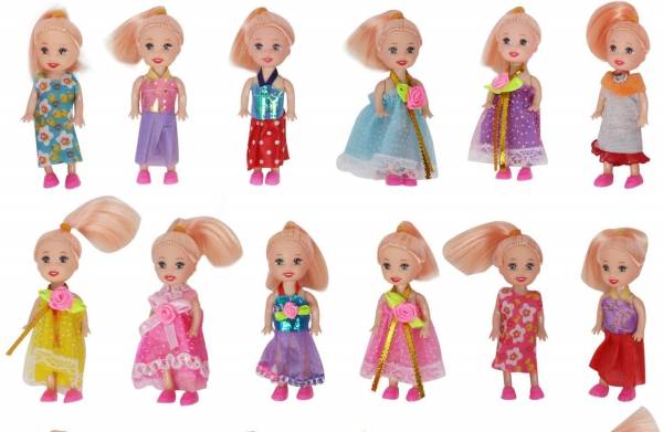 MON N MOL Mini Doll with Colorful Clothes Costume (PACK OF 12)