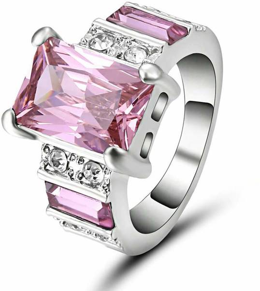 Deevam Metal Swarovski Crystal Platinum Plated Ring