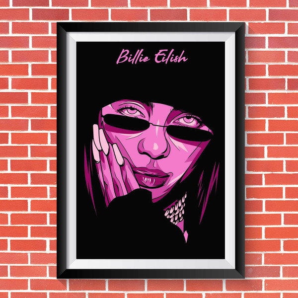 Billie Eilish Poster With Frame For Home Decor Fine Art Print