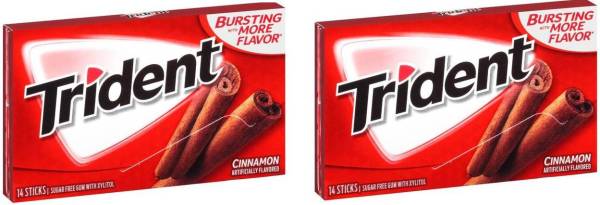 Mondelez International Trident sugar free Cinnamon chewing gum 53.2g,(pack of 2) cinnamon Chewing Gum