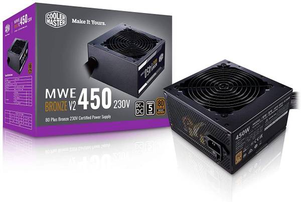 COOLER MASTER MWE 450 Bronze V2 230v, 80 Plus Bronze Certified 450 Watts PSU  (Black)