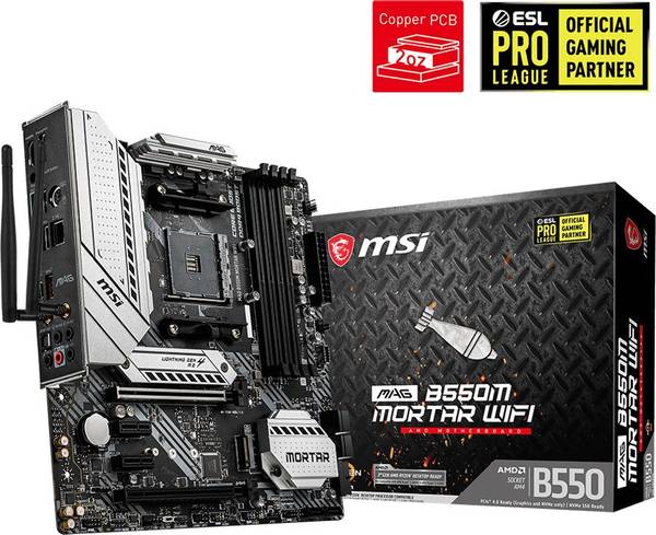 MSI MAG B550M MORTAR WIFI Micro-ATX AM4 Gaming Motherboard