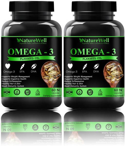 Naturewell Premium Flaxseed extract capsules Omega 3 (120 capsules) (Triple Strenth) (Green)