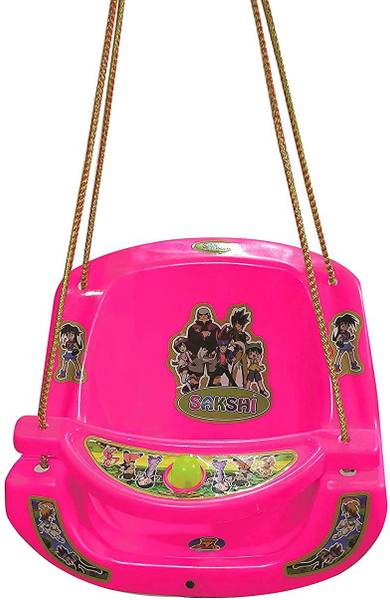 Easydex Baby Kids Garden Home Hanging Jhula Play Safe Swing Ride Seat Chair Bucket Outdoor / Indoor Rope Plastic Swinger Children Toddler Pink Swings