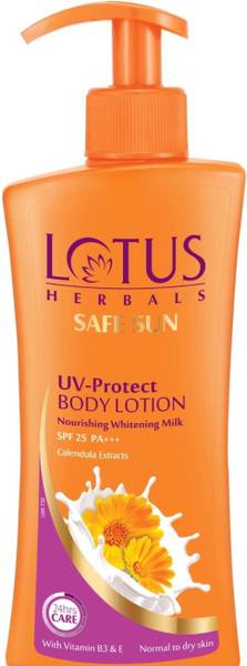 LOTUS HERBALS Sunscreen - SPF 50 PA+++ Safe Sun UV-Protect Body Lotion Nourishing Whitening Milk- SPF25