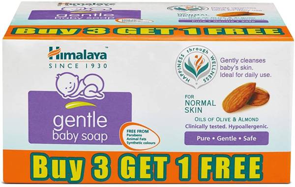 HIMALAYA Gentle Baby Soap 75 Gm x 4(Buy 3 Get 1 Free Pack)