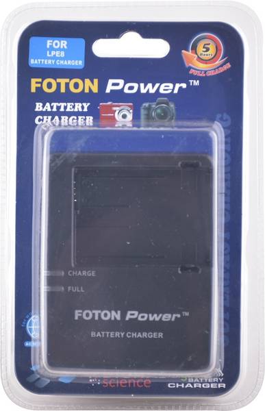 FOTON POWER Battery Charger - T3i, T2i, T4i, T5i, EOS 600D, 550D, 650D, 700D, Kiss X5, X4, Kiss X6, LC-E8E Camera Battery Charger