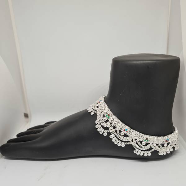 RN PAYAL TRADITIONAL TRENDY SILVER COATING JEWEL SIZE 9.5 INCH