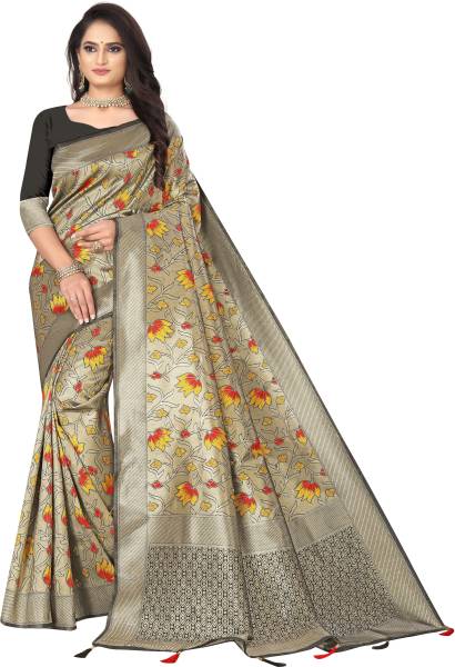 Jesti Designer Embroidered Banarasi Jacquard, Art Silk Saree