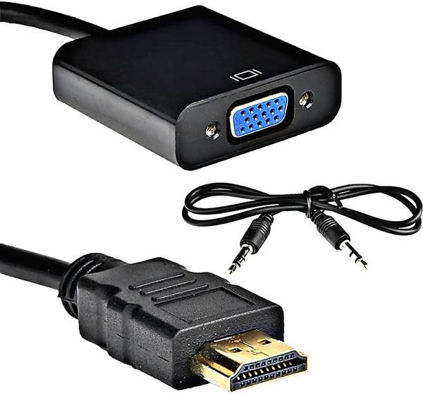 TERABYTE TV-out Cable TB TV-out Cable HDMI to VGA Convertor with Sound (Black, For Computer)