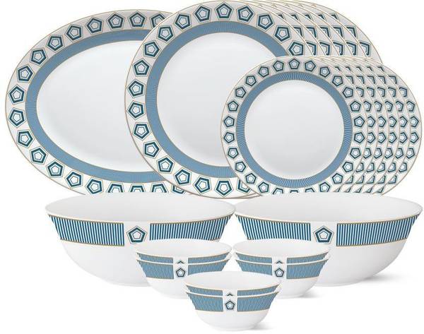 Larah by Borosil Pack of 21 Opalware Crystal Dinner Set