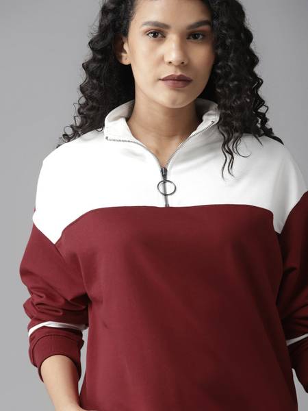 Roadster Full Sleeve Color Block Women Sweatshirt Price History