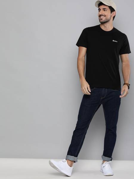 HERE&NOW Solid Men Round Neck Black T-Shirt