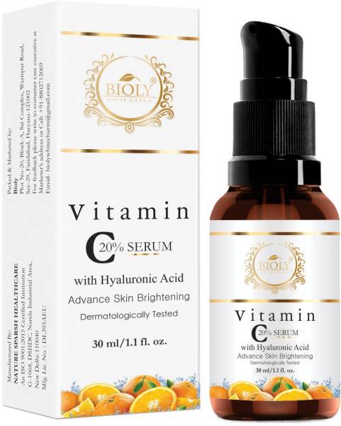 Bioly Vitamin C Serum 20% + Hyaluronic Acid + Vitamin E Serum for Advance Skin Brightening and Lightening