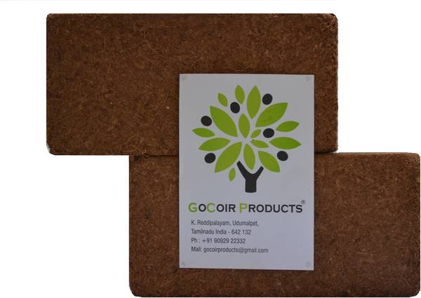 GoCoir Products Cocopeat powder (650gram*2 blocks) Coir pith Soil manure for kitchen and terrace gardening. Potting Mixture