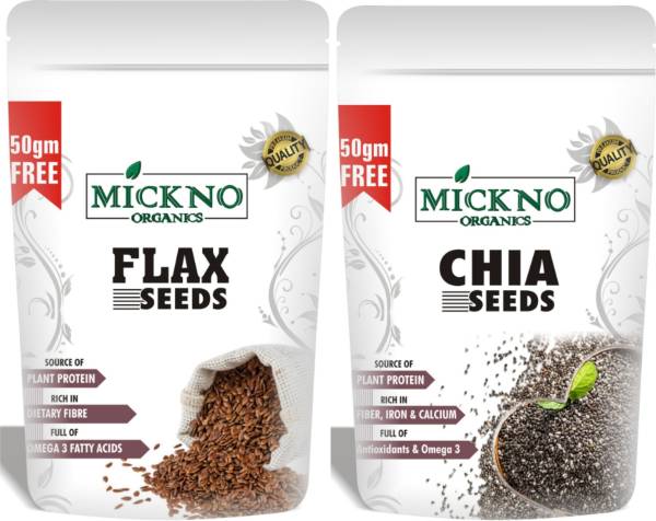 mickno organics Chia Seeds Flax Seeds Combo Weight Loss & Eating Raw Organic Chia Seeds, Brown Flax Seeds