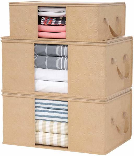 wini krafts Blanket organizer for under storage with side handles Wardrobe Clothes covers , Cloth Storage Bags Closet Organizer and Storage Foldable C...
