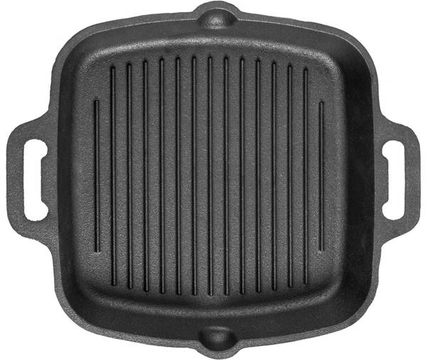 Mr. Butler Natural Pre-Seasoned Cast Iron Double Handle, Barbeque, Tandoori, Shallow Fry Grill Pan 26 cm diameter 0.5 L capacity