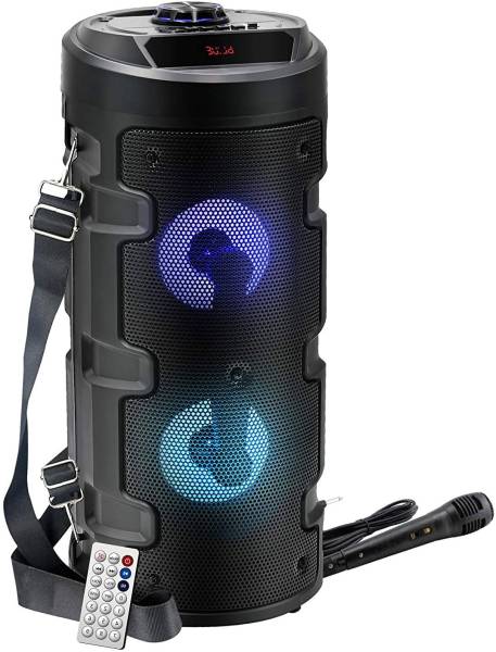 Techobucks Wireless Bluetooth Super Bass Portable Party Speaker with RGB Lights, Wireless Mic, Remote Control, FM Radio & Aux in/USB/TF Card Reader In...