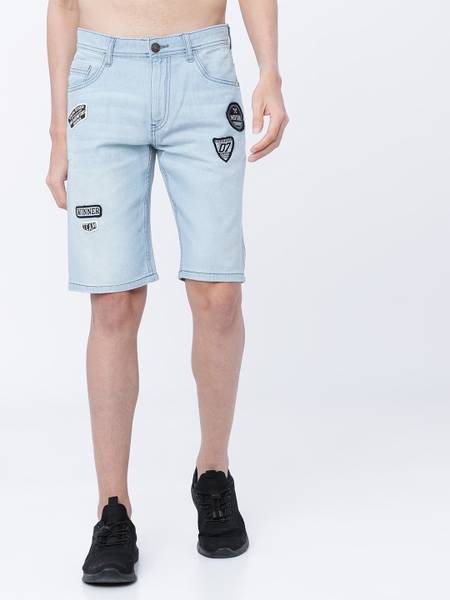 HIGHLANDER Embroidered Men Light Blue Regular Shorts