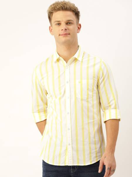 United Colors of Benetton Men Checkered Casual Yellow Shirt