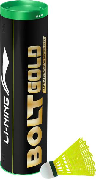 LI-NING Bolt Gold Nylon Shuttle  - Yellow  (Slow, 75, Pack of 6)