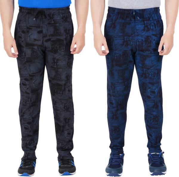 Guide Printed Men Black, Dark Blue Track Pants