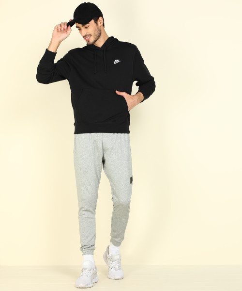 nike solid men black track pants