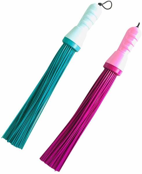 Mohprit Bathroom Broom Floor Cleaning With Multicolour Jadu Wet and Dry Flor Cleaing Hard Bristle Plastic Broom Long Handle Stick for Home Scrubbing Z...