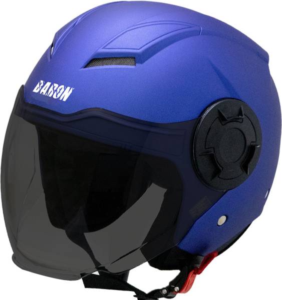 Steelbird Open Face Helmet, ISI Certified Helmet in Matt Y.Blue with Smoke Visor Motorbike Helmet