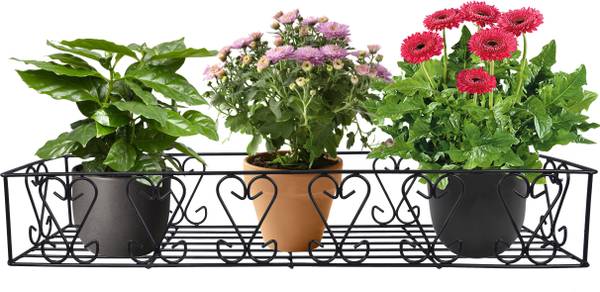 D&V ENGINEERING Metal Railings Pot Stand/Flower Plant Display Stand for Multiple Plants Garden Balcony (Fixed Hanger) Plant Container Set