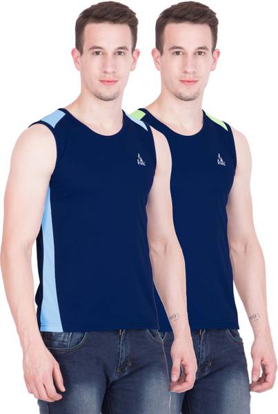DSWS Solid Men Round Neck Blue T-Shirt