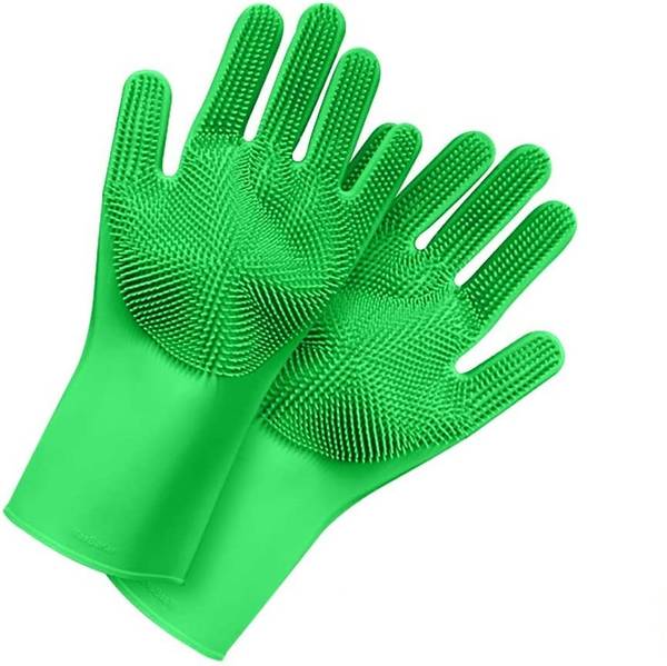 KNOCKNEW Reusable Rubber Silicon Wash Scrubber Heat Resistant Dish Washing Gloves K19 Wet and Dry Disposable Glove