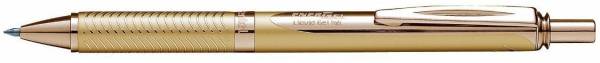 PENTEL Energel Alloy RT, 0.7mm Medium Tip, Gold Body, Blue Ink, BL407, Roller Gel Pen