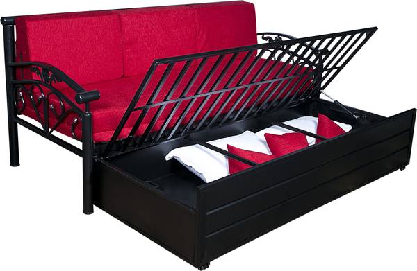 M R Steel furniture 3 Seater Single Metal Pull Out Sofa Cum Bed