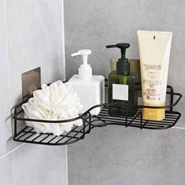 Jiffy Cutlery Kitchen Rack Steel Multipurpose Self Adhesive Wall-Mounted Corner Storage Rack Bathroom Shelf Organizer Kitchen Basket Cosmetic Hanging ...