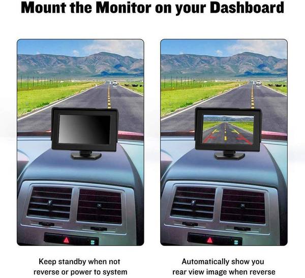 FABTEC 4.3 Dashboard TFT LCD Screen Rear View Monitor Black LCD